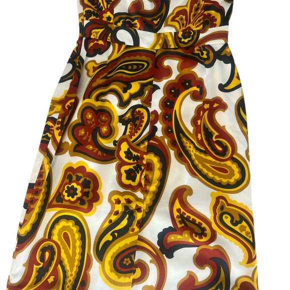 Banana Republic Strapless Paisley Dress - Yellow, Red, Brown - Picture 3 of 6